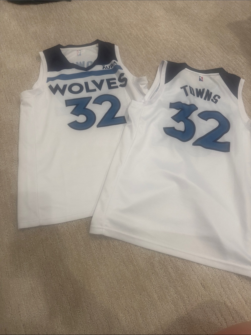 Minnesota Timberwolves #32 White & Blue Kids Basketball Jersey